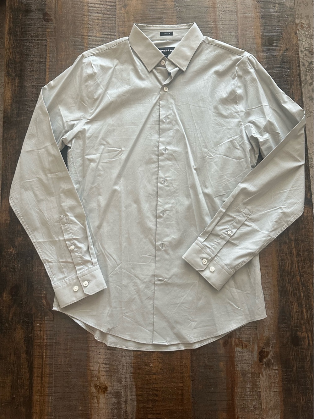 Express Men's Light Gray Dress Shirt - Long Sleeve